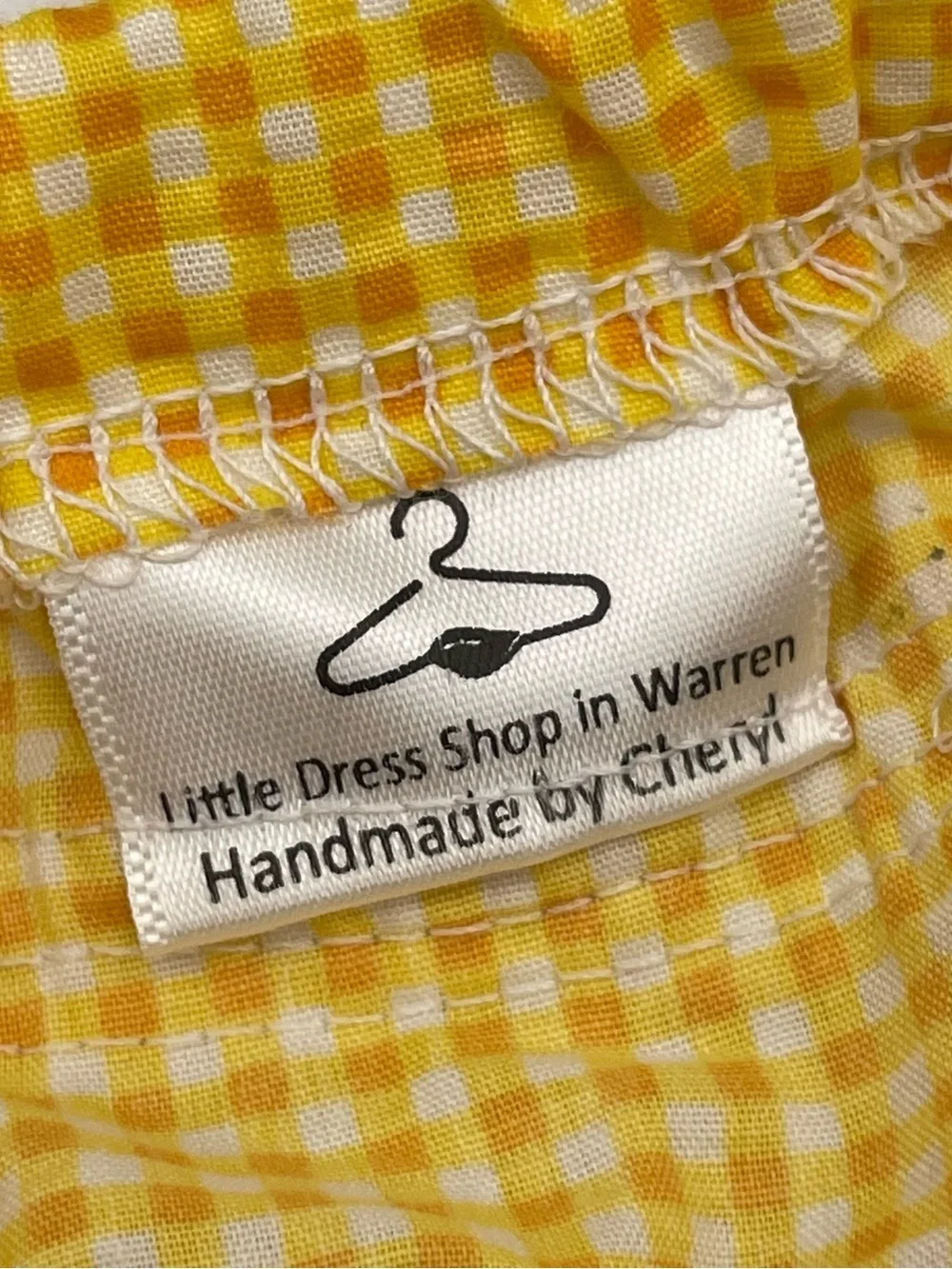 Handmade Sunflower Gingham Baby Dress with Blooming Skirt Lace Florals 9 mos